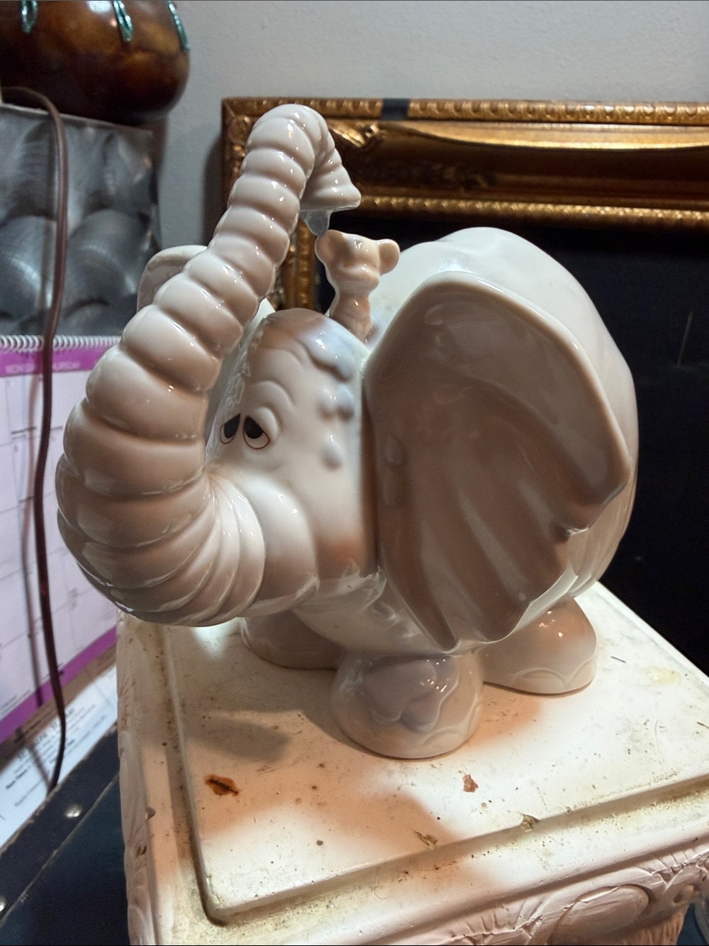 Vintage 1987 Enesco "Showers of Blessings" Elephant Mouse Figurine